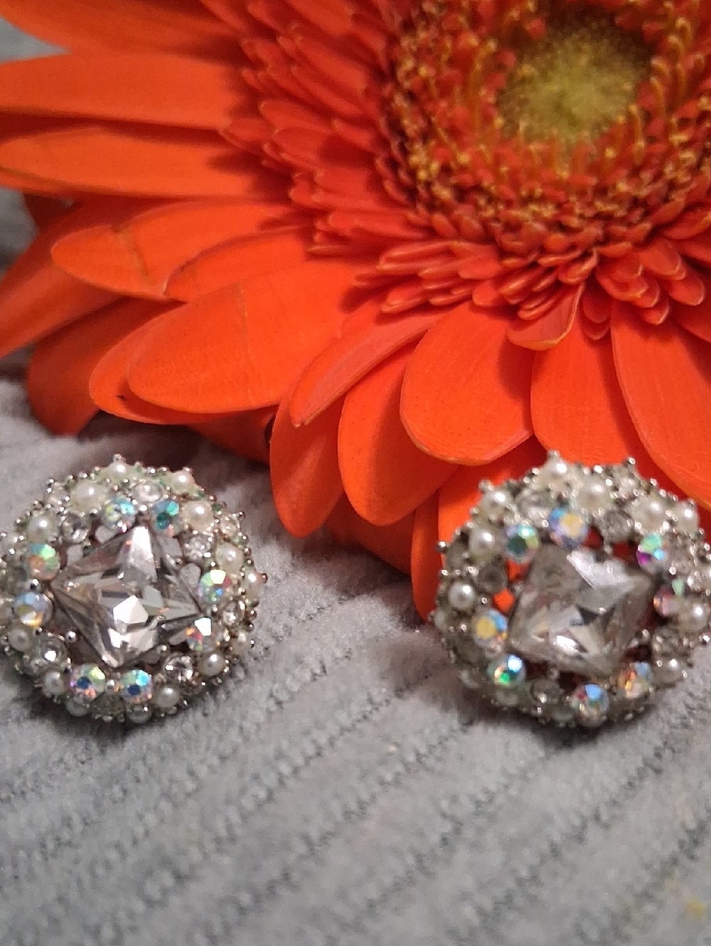 Square Cut Rhinestone Studs - Picture 2 of 5